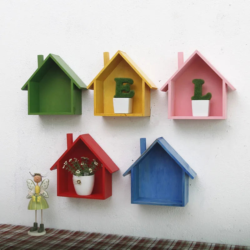 Wall Decoration Color Small House Home Living Room Decoration Bedroom Creative Storage Rack Wall Hanging Decoration