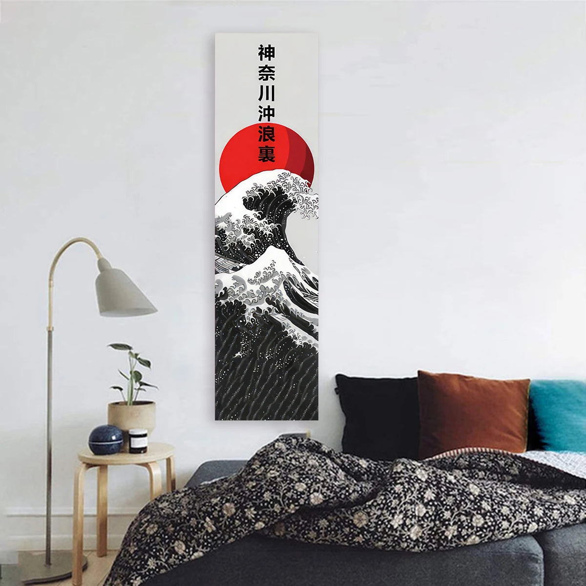 Japanese Ocean Waves Wall Decoration Tapestry Red Sun & Ocean Waves Landscape Aesthetic Tapestry Wall Hanging Home Room Decor