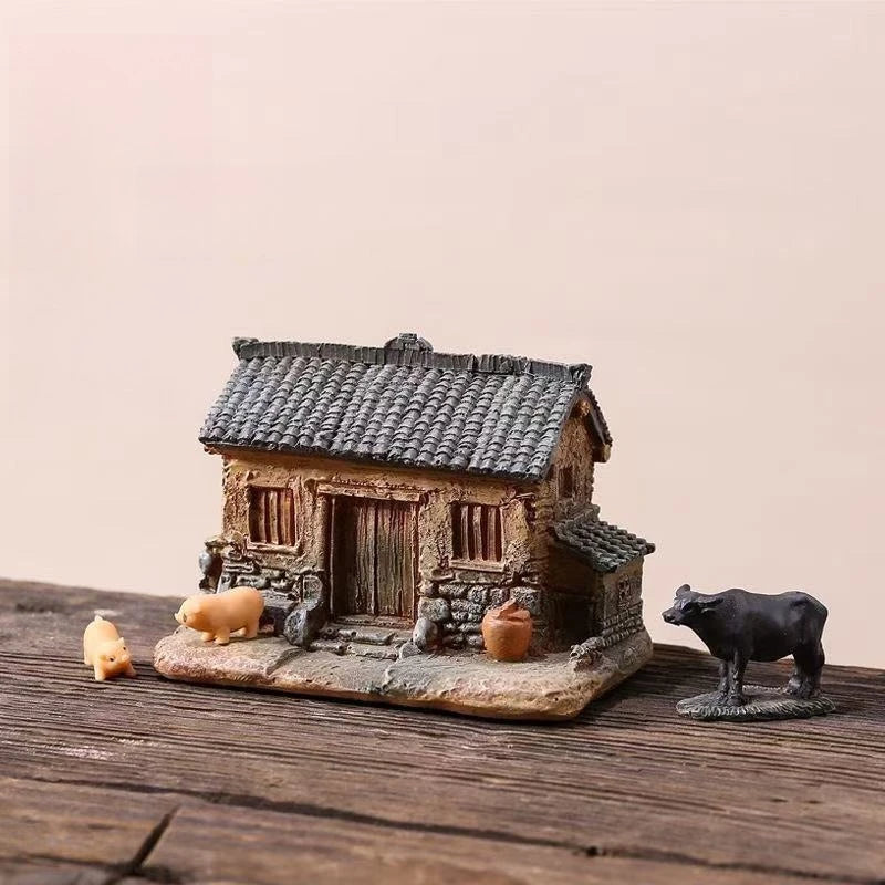 Miniature Old House Ornament - Creative Micro-Landscape for Potted Plants & Bonsai