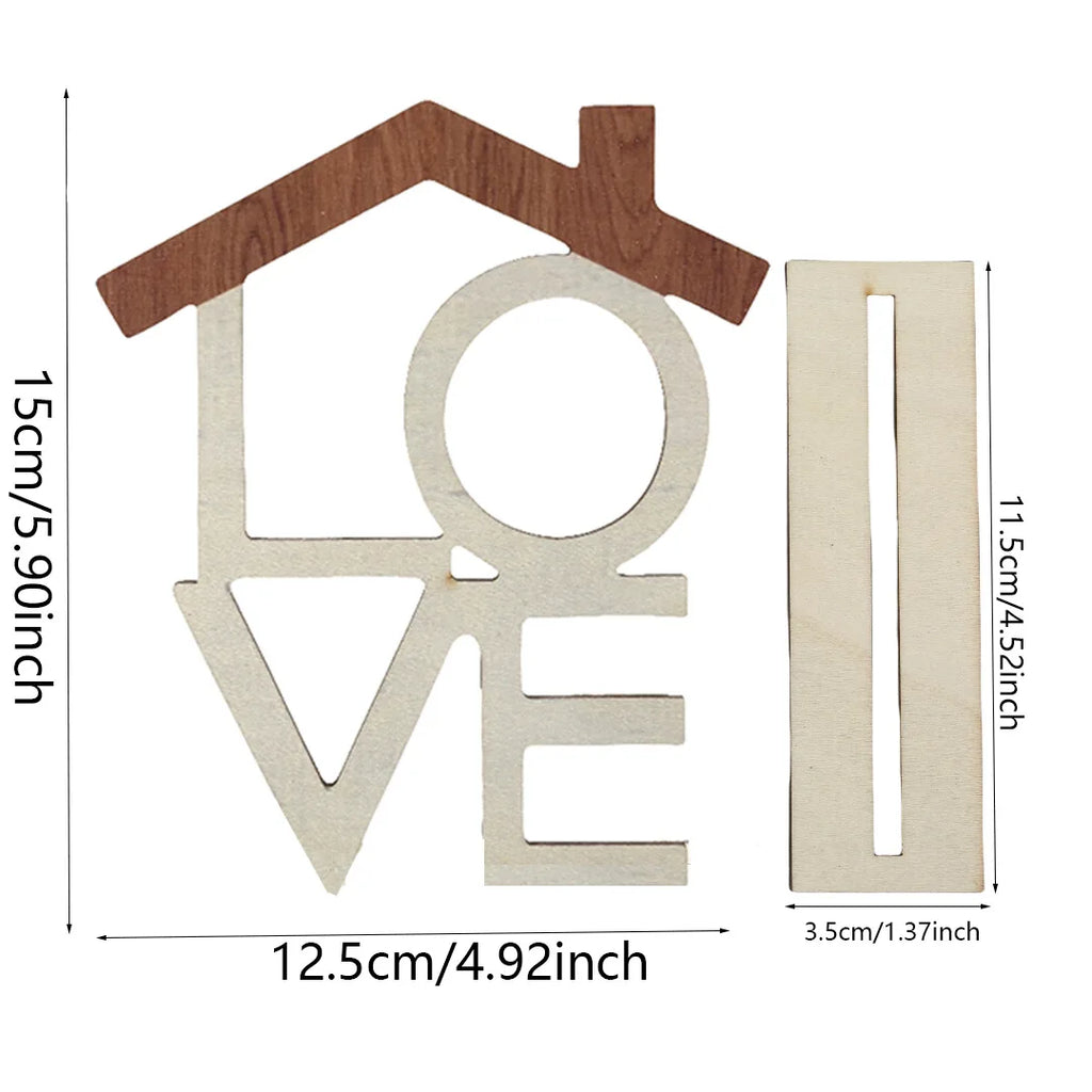 "HOME" & "LOVE" Wooden Signs Set - Classic Desktop Decoration for Living Room