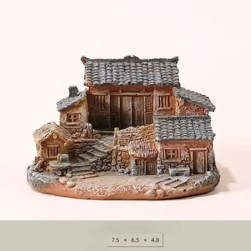 Miniature Old House Ornament - Creative Micro-Landscape for Potted Plants & Bonsai