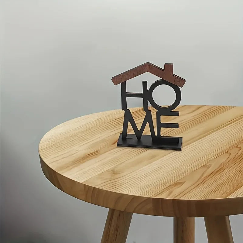 "HOME" Wooden Sign - Elegant Desktop Decoration for Living Room & Office