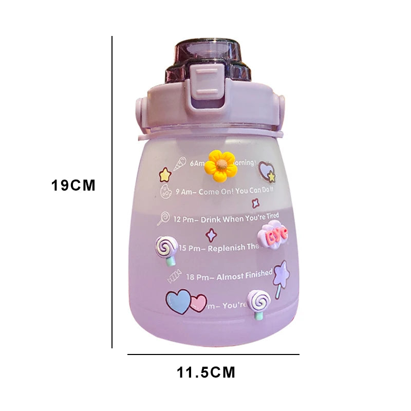 1.3L Sports Water Bottle with Straw - Large Capacity