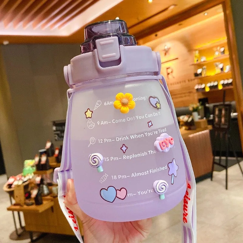 1.3L Sports Water Bottle with Straw - Large Capacity