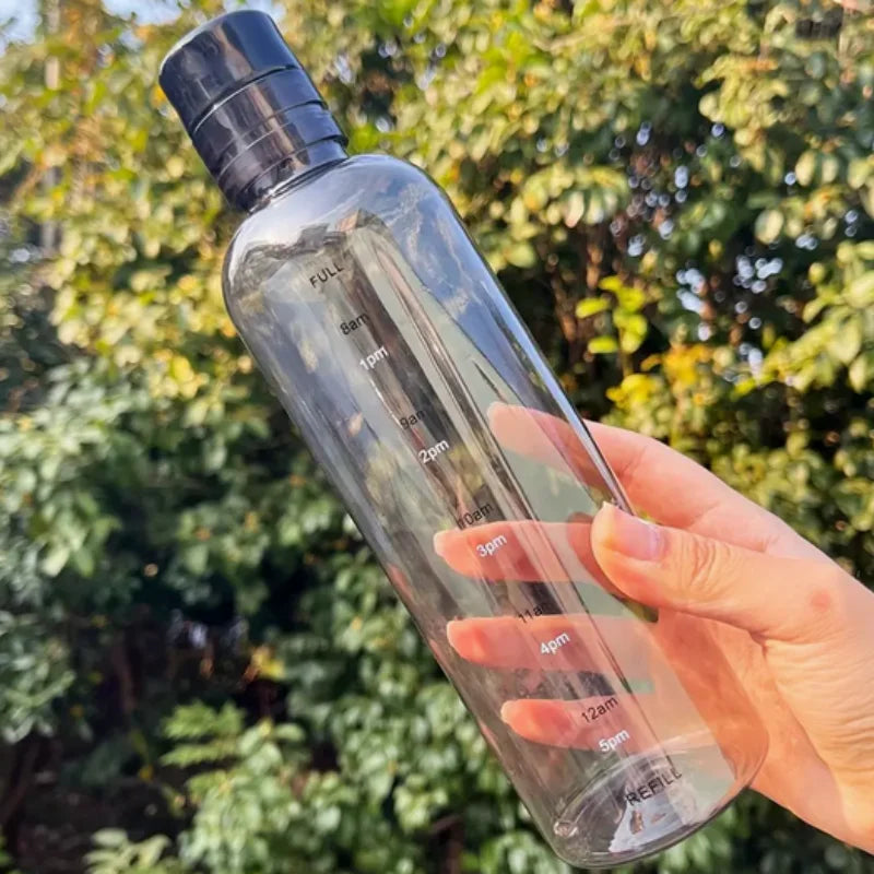 Transparent Water Bottle with Blue Lid - Durable & Leak-Proof