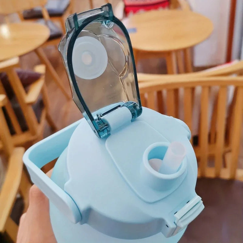 2 Liter Large Travel Water Bottle with Straw - Sports Kettle