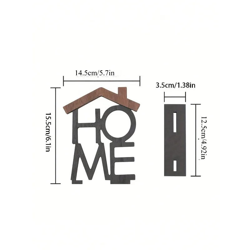 "HOME" Wooden Sign - Elegant Desktop Decoration for Living Room & Office
