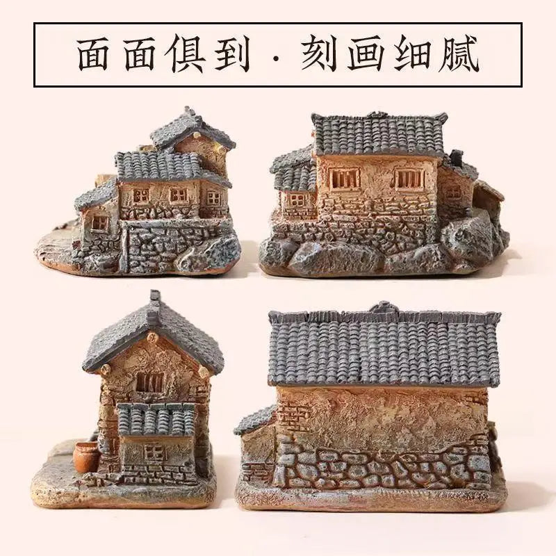 Miniature Old House Ornament - Creative Micro-Landscape for Potted Plants & Bonsai