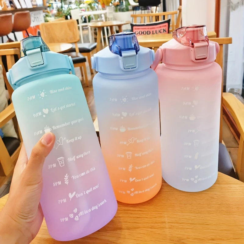 2 Liter Large Travel Water Bottle with Straw - Sports Kettle