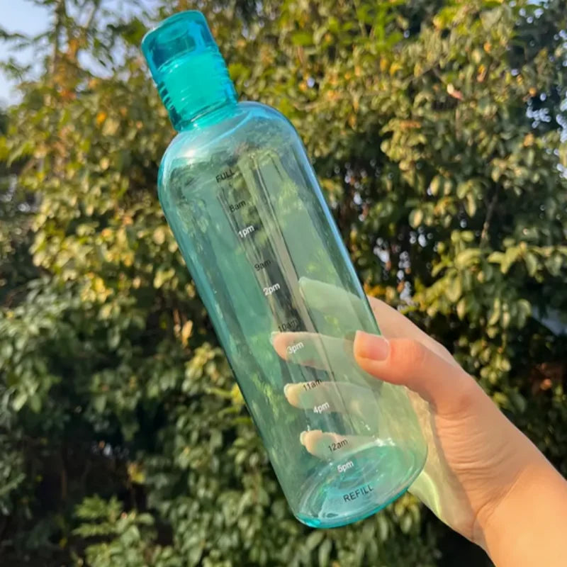 Transparent Water Bottle with Blue Lid - Durable & Leak-Proof