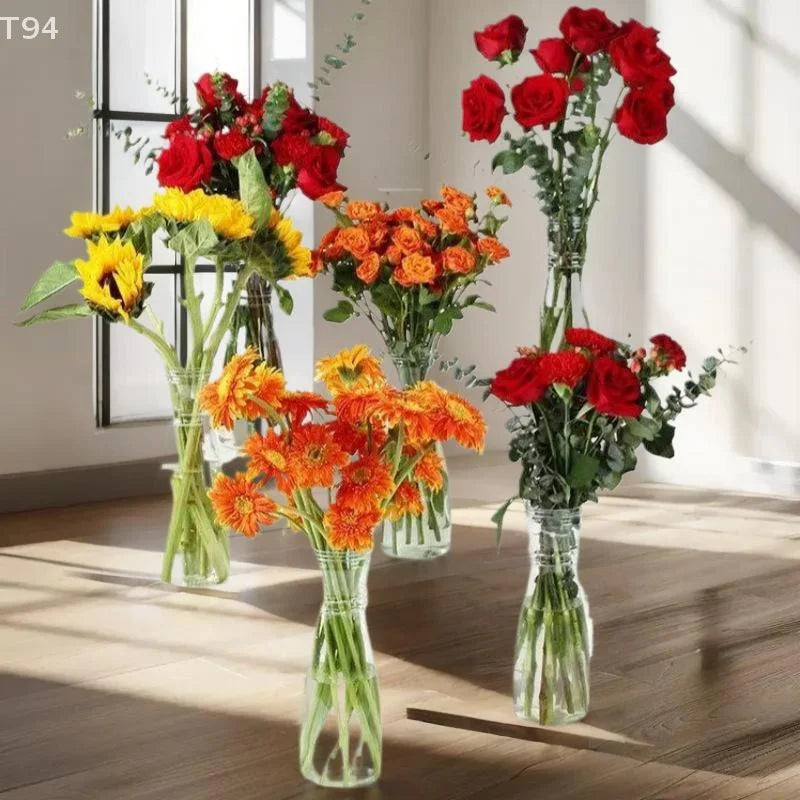 Home Living Room Desk Decor Nordic Transparent Plastic Vase Flower Arrangement Container Creative Hydroponic Plant Flower Vases
