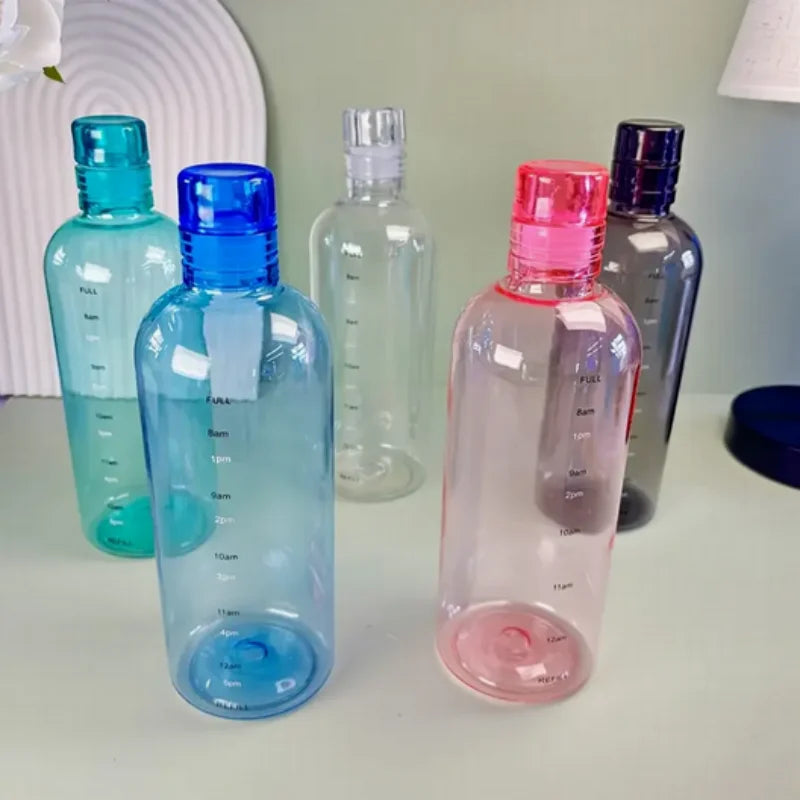 Transparent Water Bottle with Blue Lid - Durable & Leak-Proof