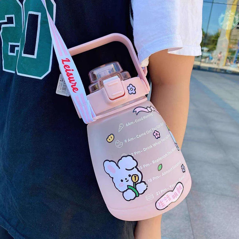 1.3L Sports Water Bottle with Straw - Large Capacity