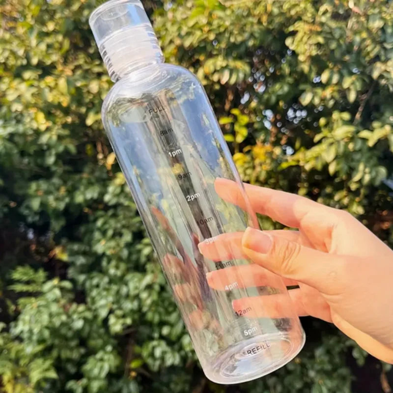 Transparent Water Bottle with Blue Lid - Durable & Leak-Proof