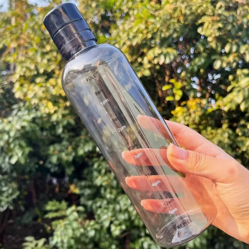 Transparent Water Bottle with Blue Lid - Durable & Leak-Proof