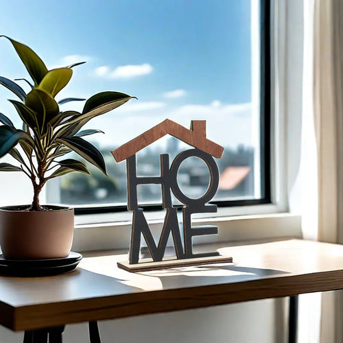 "HOME" & "LOVE" Wooden Signs Set - Classic Desktop Decoration for Living Room