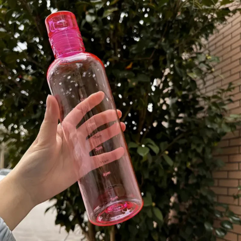 Transparent Water Bottle with Blue Lid - Durable & Leak-Proof