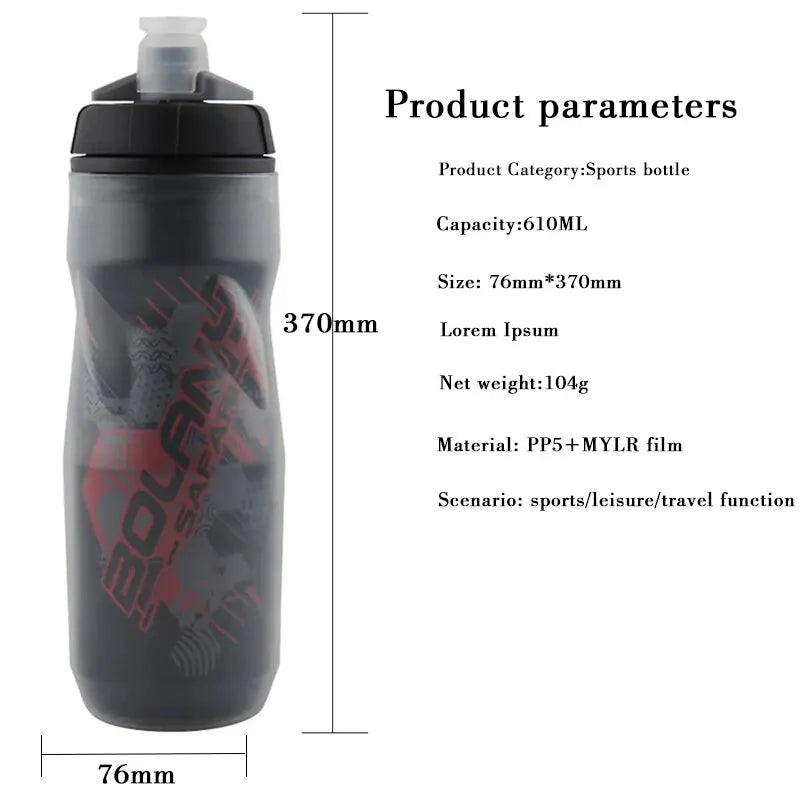 Bolany 600ml Bike Water Bottle - Cycling Sports Bottle