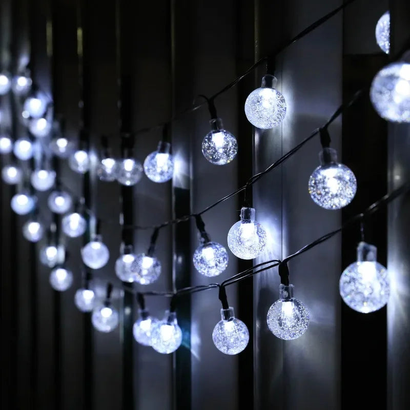 2024 New Solar Crystal Globe LED String Lights LED Solar Outdoor Light IP65 Fairy Light Christmas Garland for Garden Party Decor