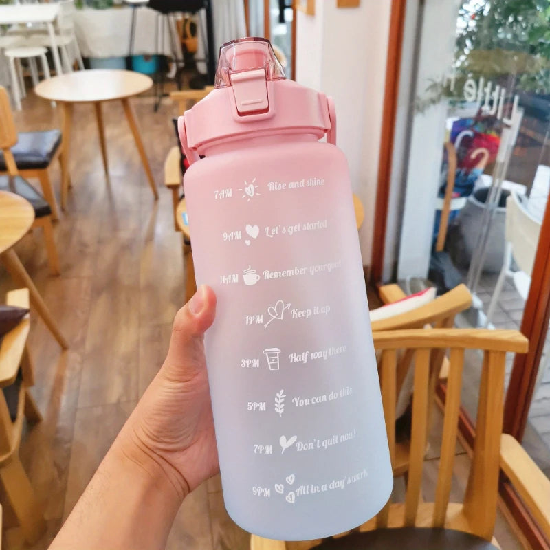 2 Liter Large Travel Water Bottle with Straw - Sports Kettle