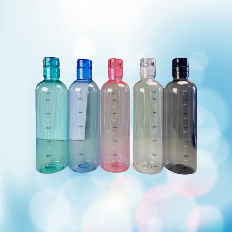 Transparent Water Bottle with Blue Lid - Durable & Leak-Proof