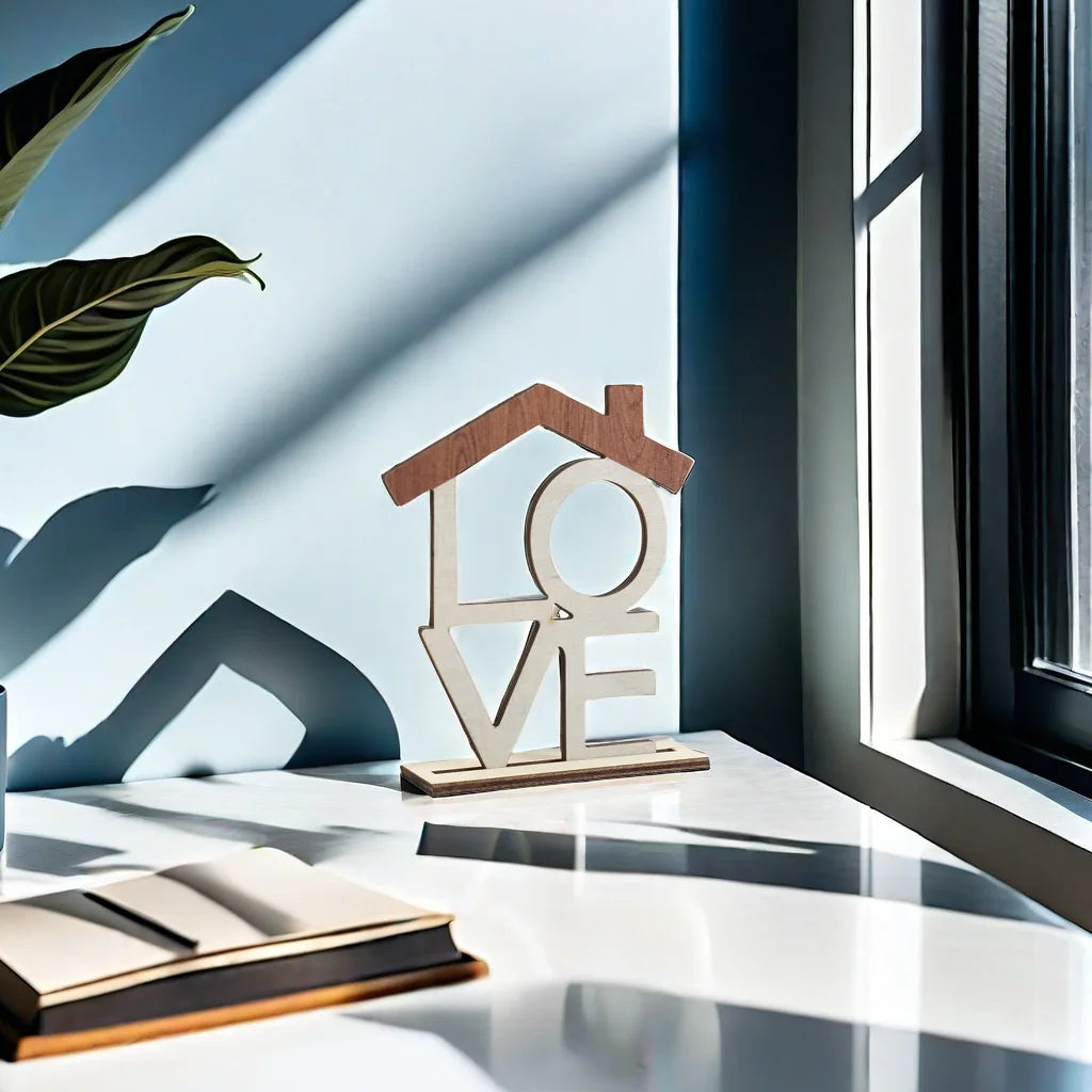 "HOME" & "LOVE" Wooden Signs Set - Classic Desktop Decoration for Living Room
