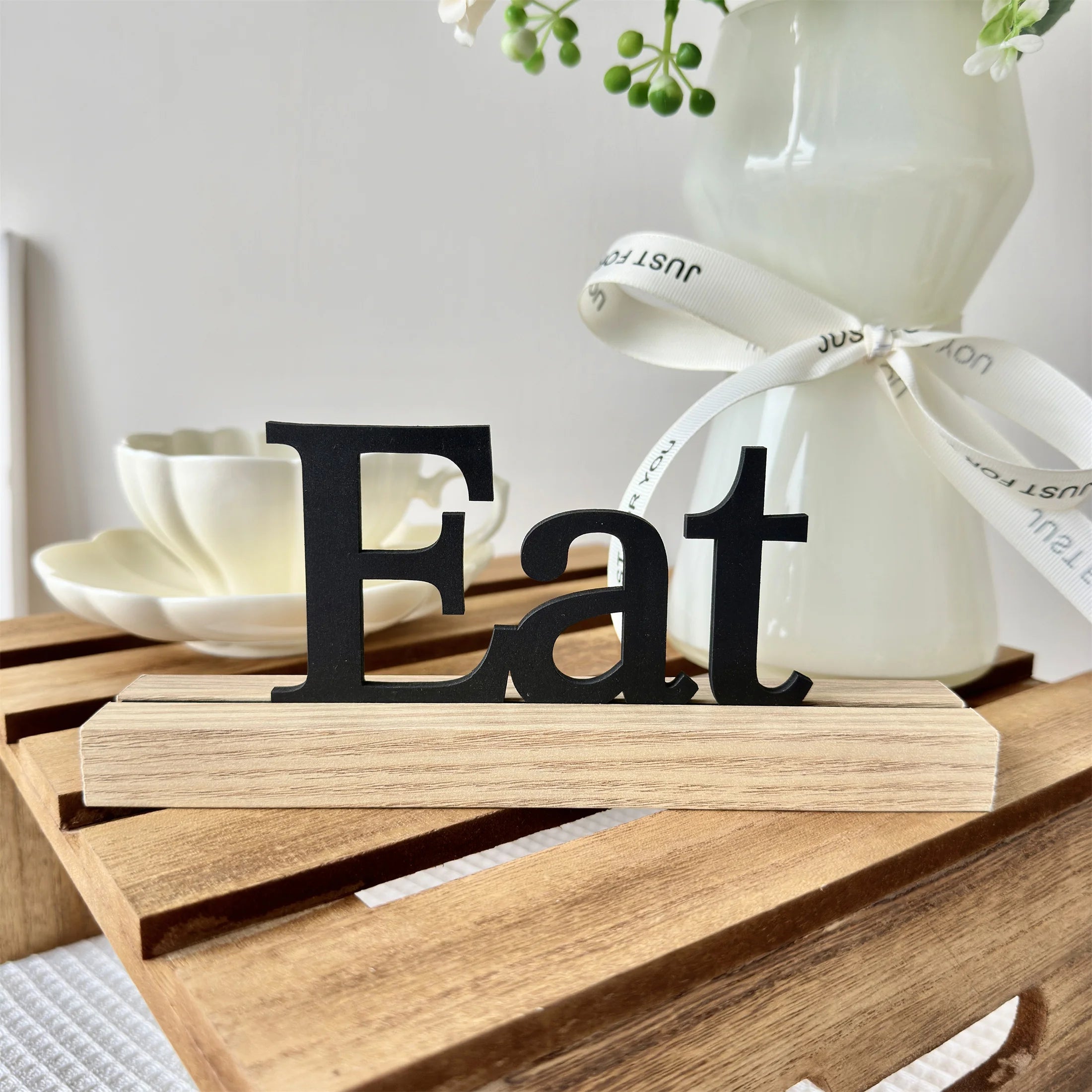 Wooden Inspirational Sign - Farmhouse Decoration for Dining Table, Living Room & Office